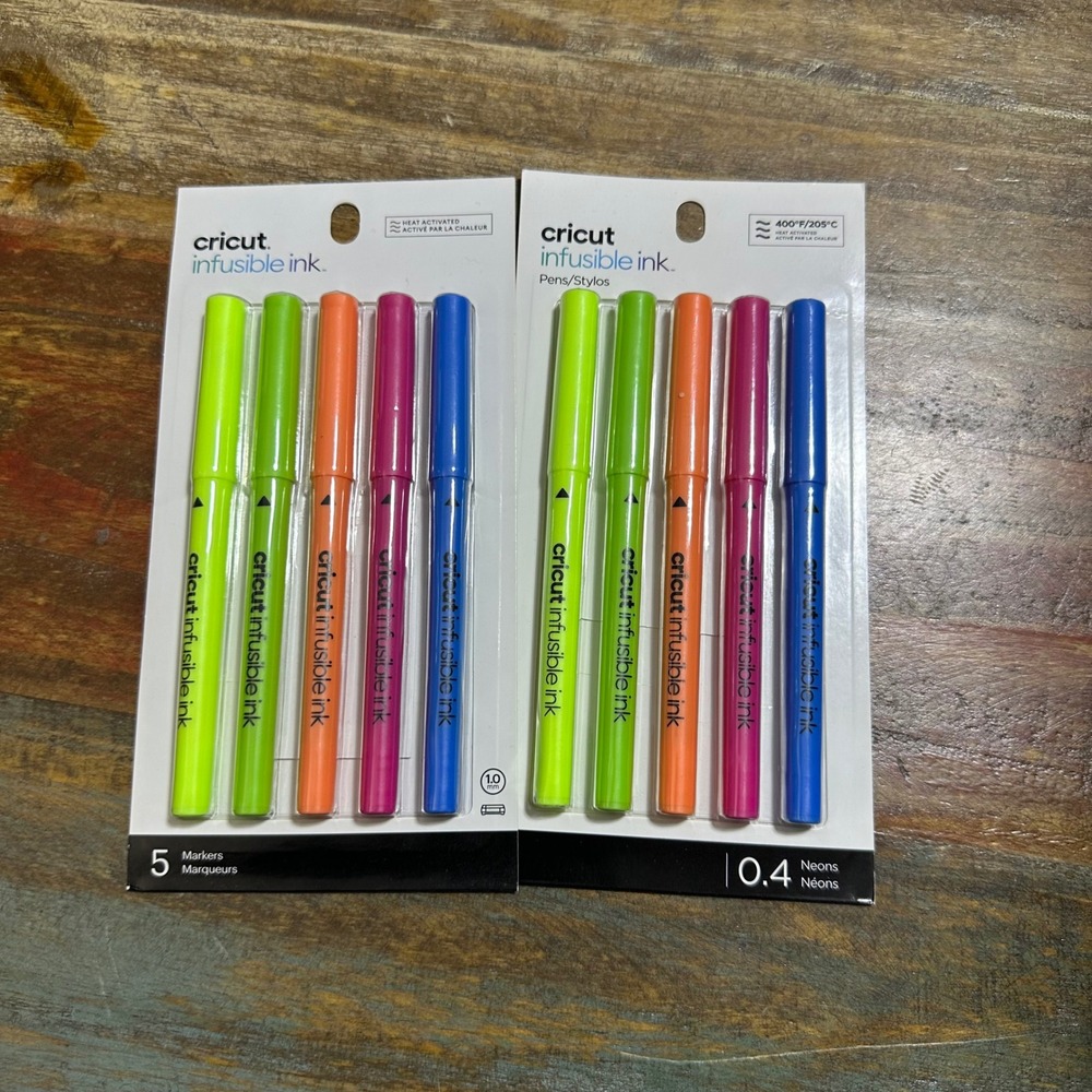 Cricut Infusible Ink Neon Pen and Marker Set 1.0mm and 0.4mm Tip 10 Count Bundle